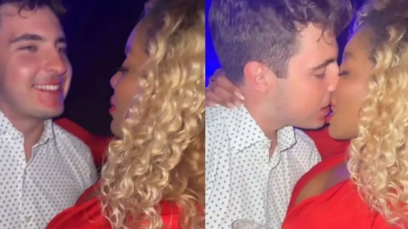 Cariúcha e João Liberato são flagrados aos beijos em festa de famosos em SP