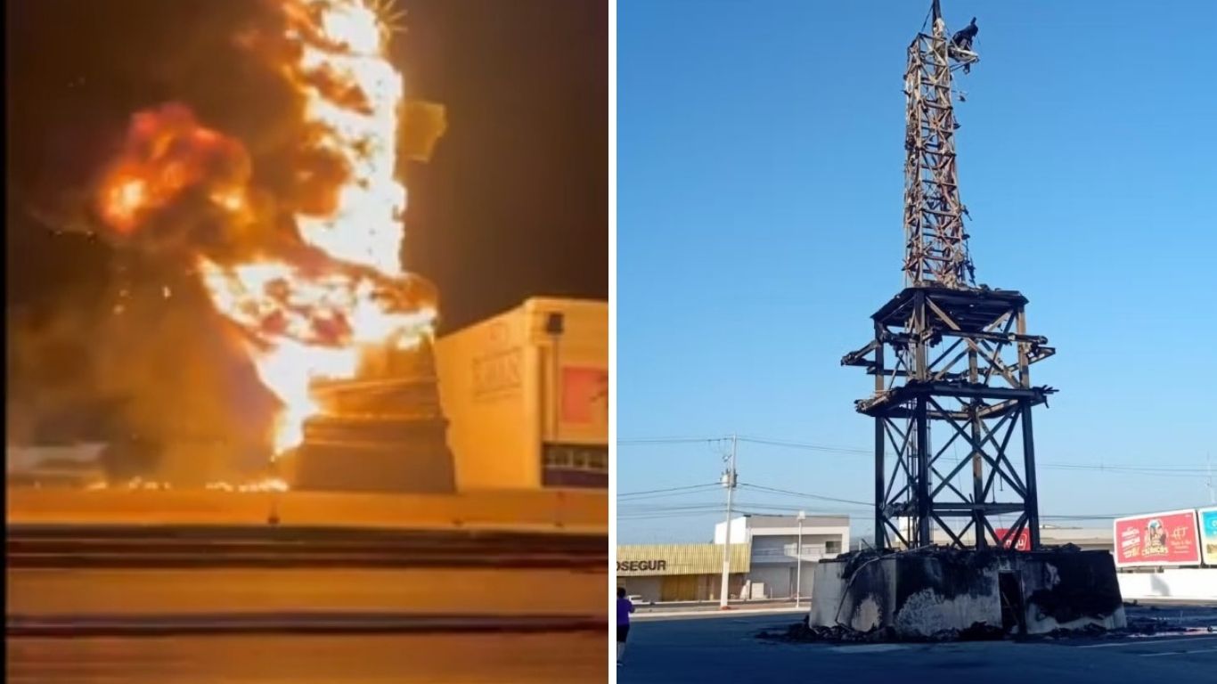 Estátua da Havan é incendiada em Petrolina; câmeras registram ação de vândalos